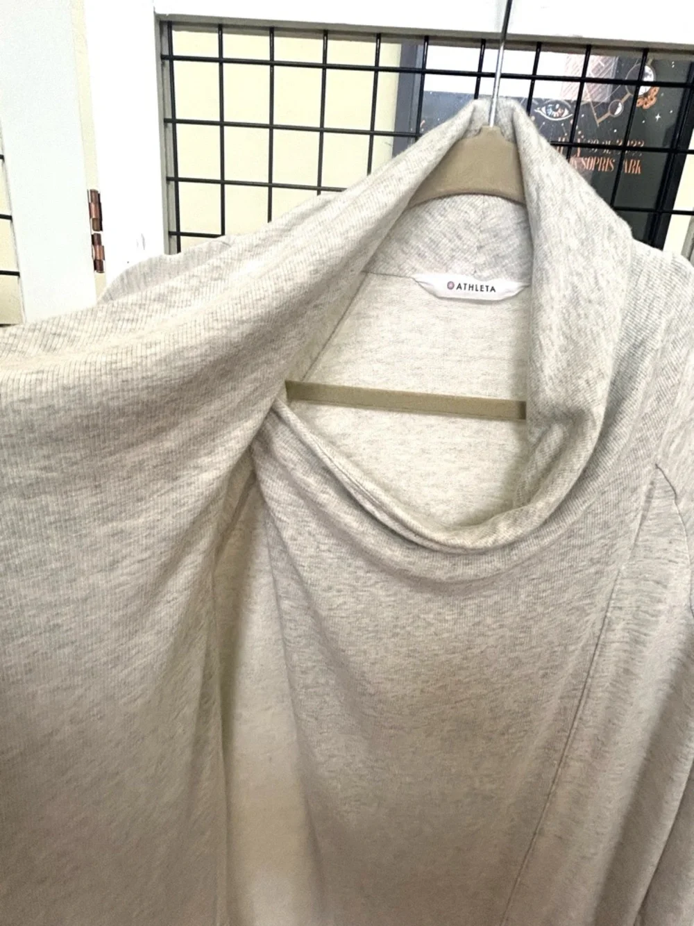 Athleta Light Heather Gray Draped Open-Front Cardigan - Picture 3 of 11